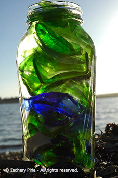  photo of sea glass in a jar 